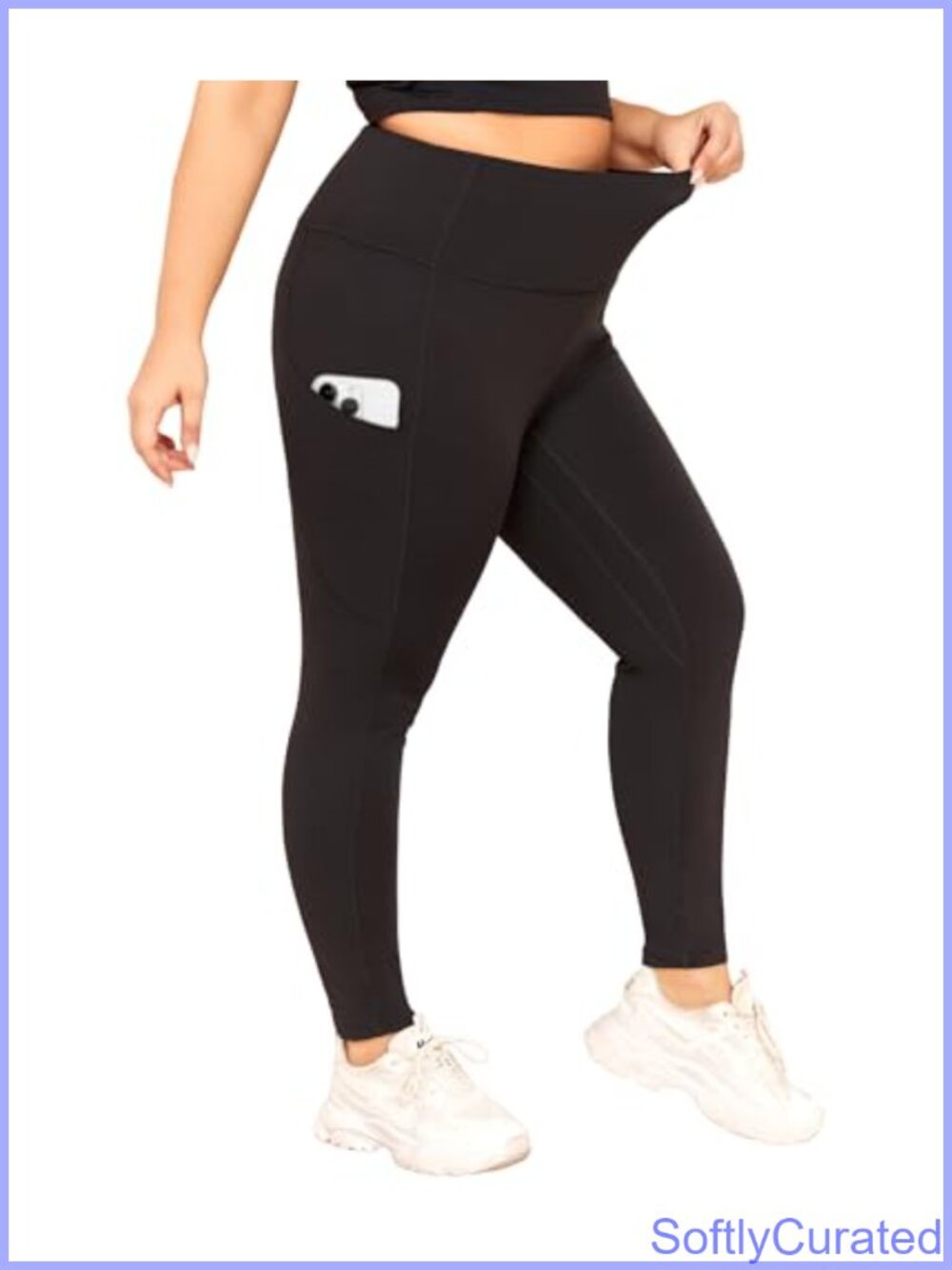 Plus Size High Waisted Compression Leggings with Pockets Tummy Control 7/8 Yoga